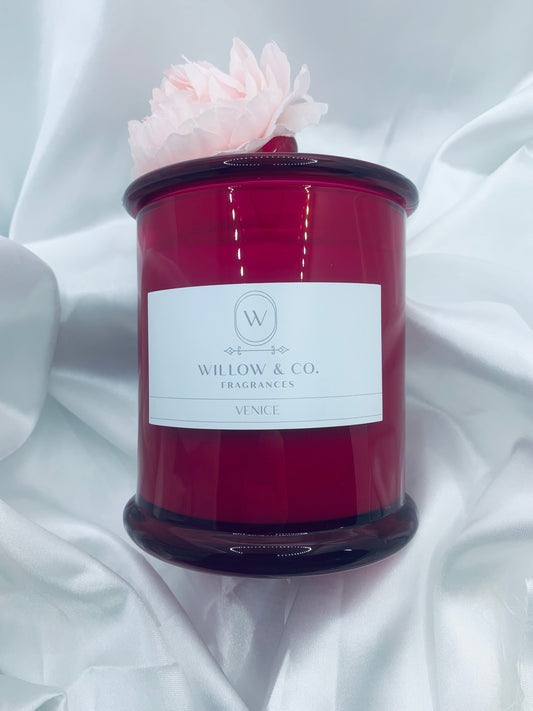 Luxury double wick red jar candle