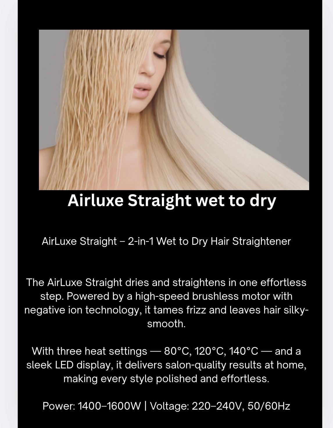 Airluxe Straight Wet to Dry