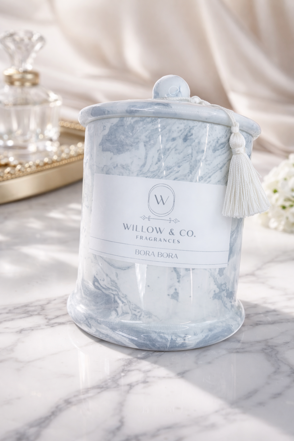 Luxury double wick candle marble finish jars
