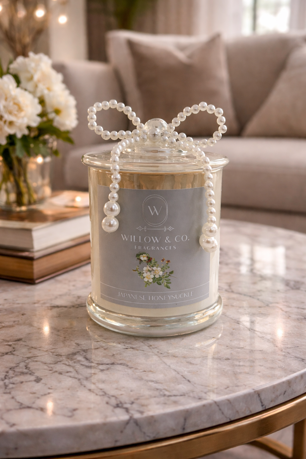 Luxury double wick pearl candle