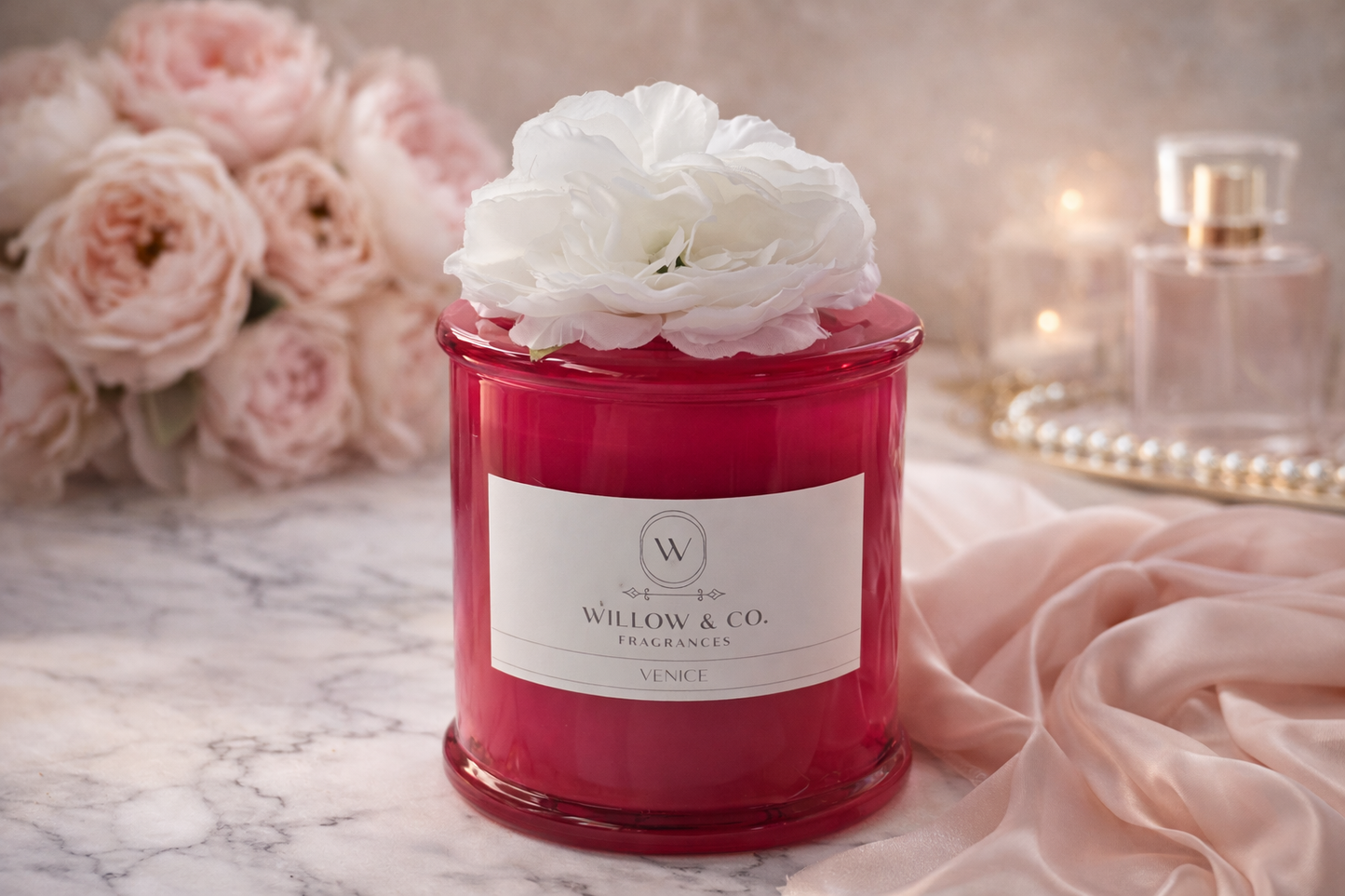Luxury double wick red jar candle